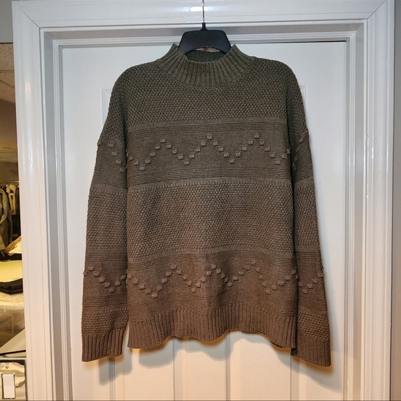 NWOT Pink Clover x Stitch Fix Gabriel Mockneck Textured Cotton Blend Sweater - Picture 3 of 6